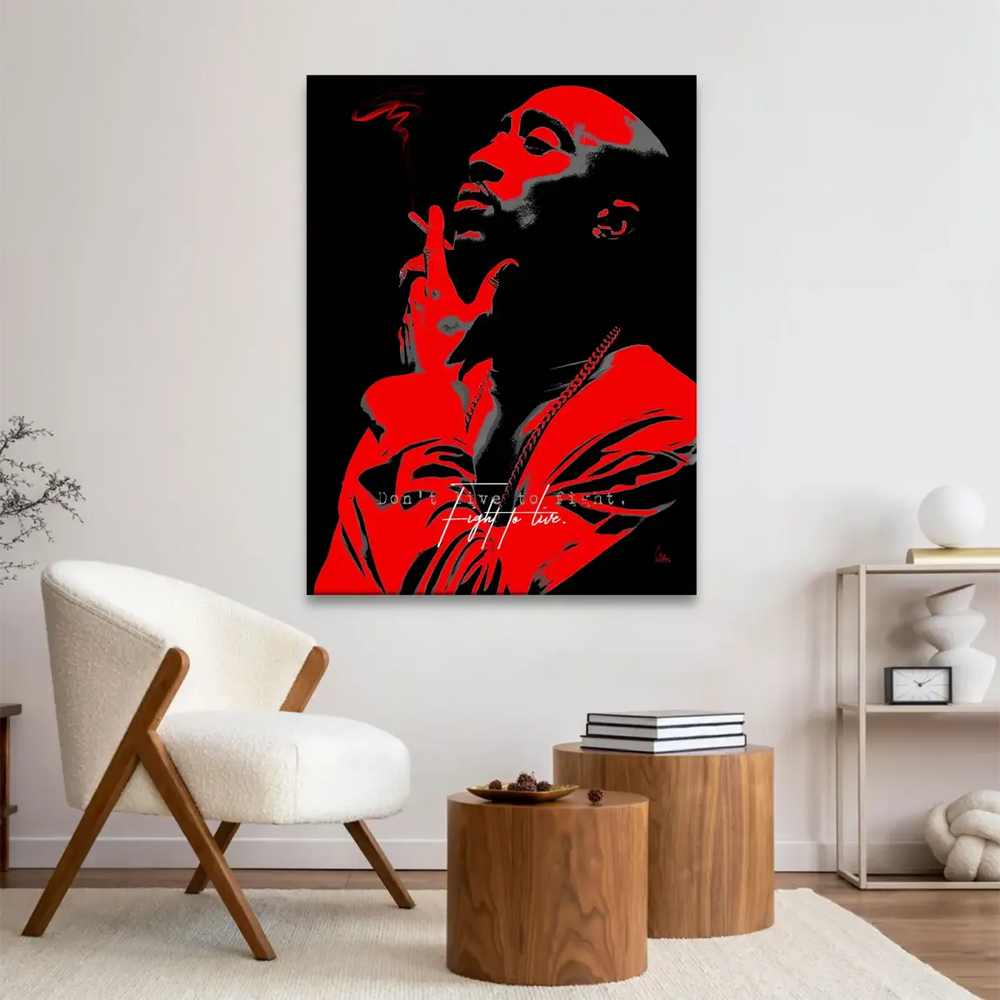 Modern graffiti-inspired Tupac canvas print for bedroom decor