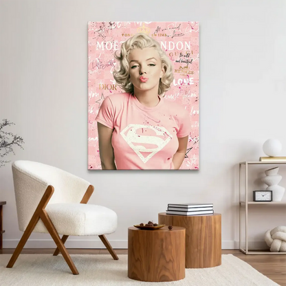 White and pink paint splashes across a bold street-art styled portrait