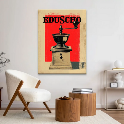 Industrial farmhouse style canvas print celebrating coffee preparation.