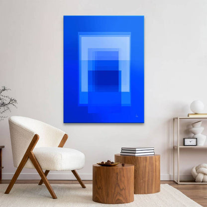 Symmetrical blue rectangle composition for modern interiors