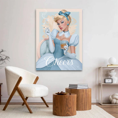 Full-width view of the stylish figure with the word Cheers appearing as part of the retro design.