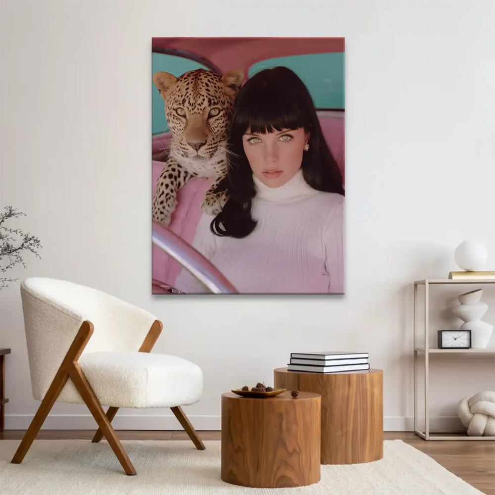 Leopard Diva Leinwand Bild Moderner Wohnzimmer-Einrichtungsstil