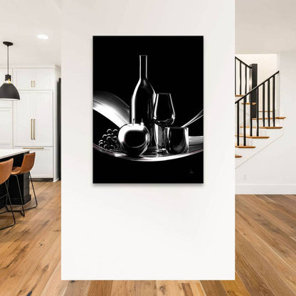Minimalist black-and-white canvas artwork with dramatic chiaroscuro for modern interiors