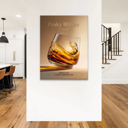 Elegant wall art featuring whiskey glass and luxury vibe