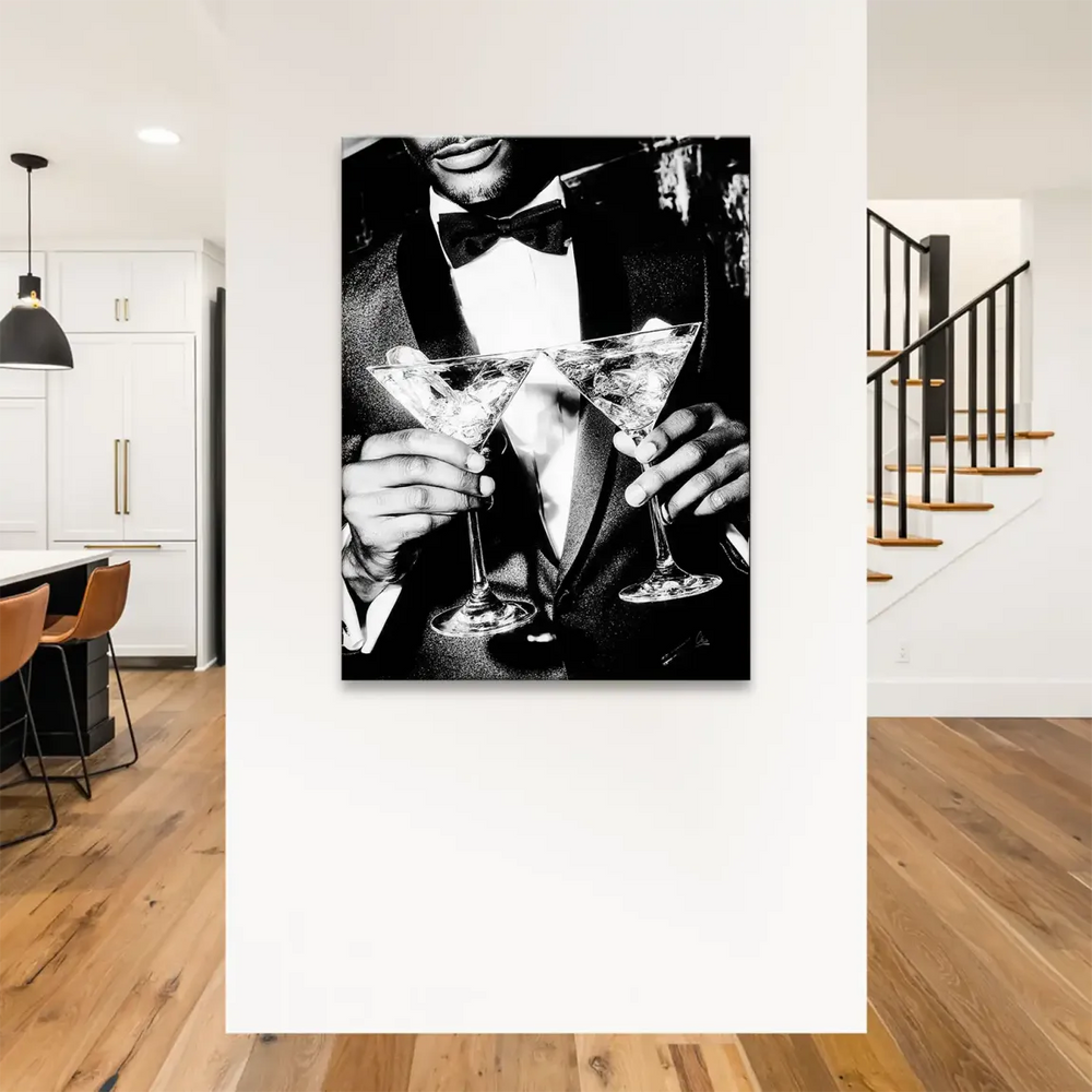 Elegant gentleman wall art with classic Hollywood glamour and refined mood