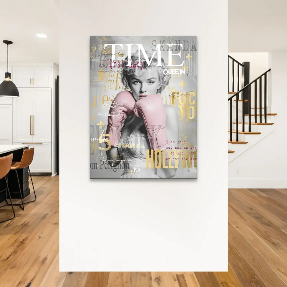 Glamorous wall art blending vintage Hollywood and street art styles