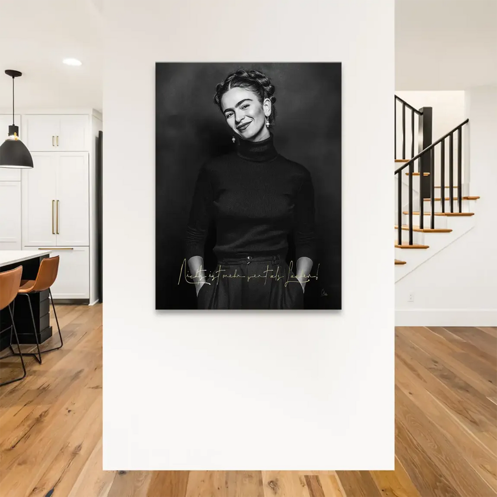Minimalist monochrome wall art featuring a serene smile