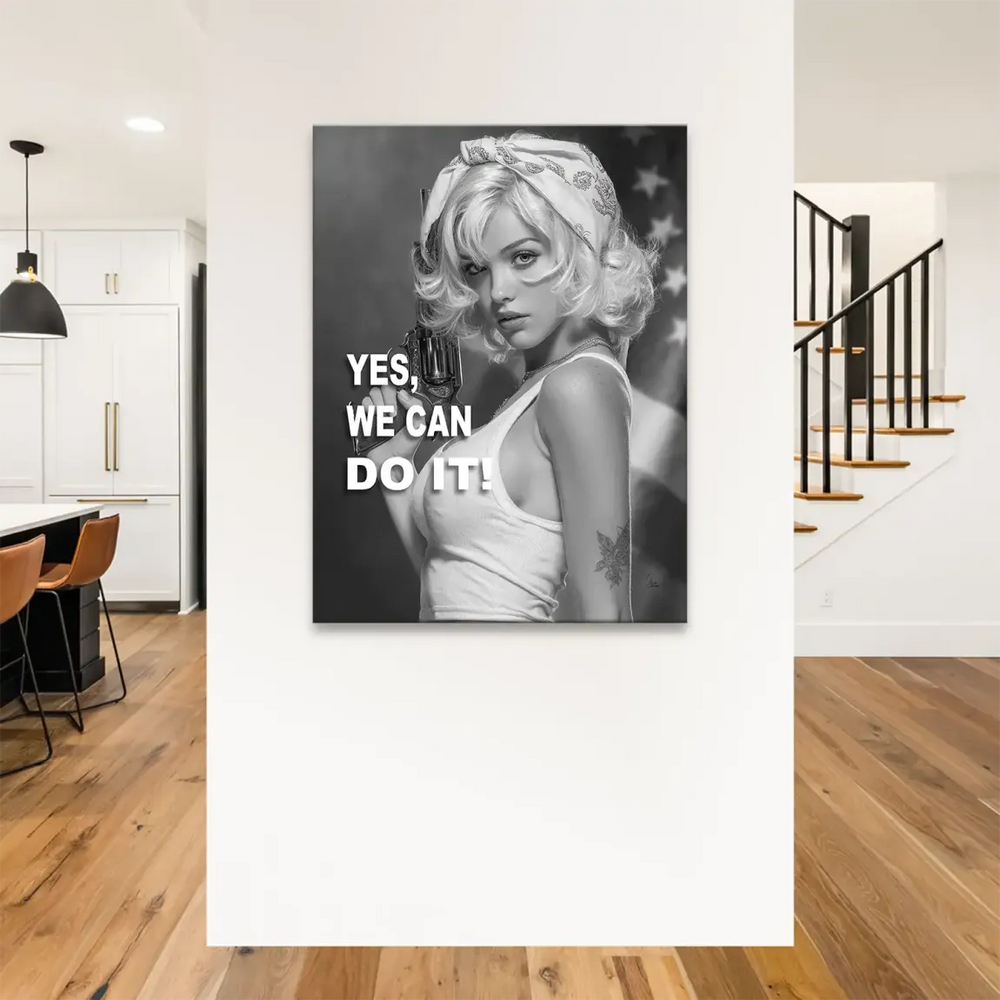 Empowerment themed canvas art with confident female portrait and typography
