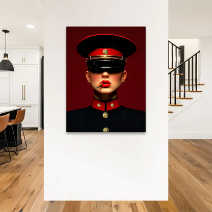 Canvas wall art depicting a powerful, rebellious fashion portrait for contemporary interiors