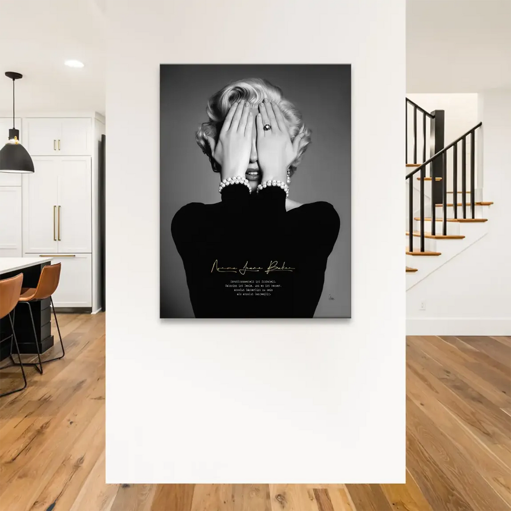 Pearl bracelets and a ring featured in classic Hollywood glamour canvas
