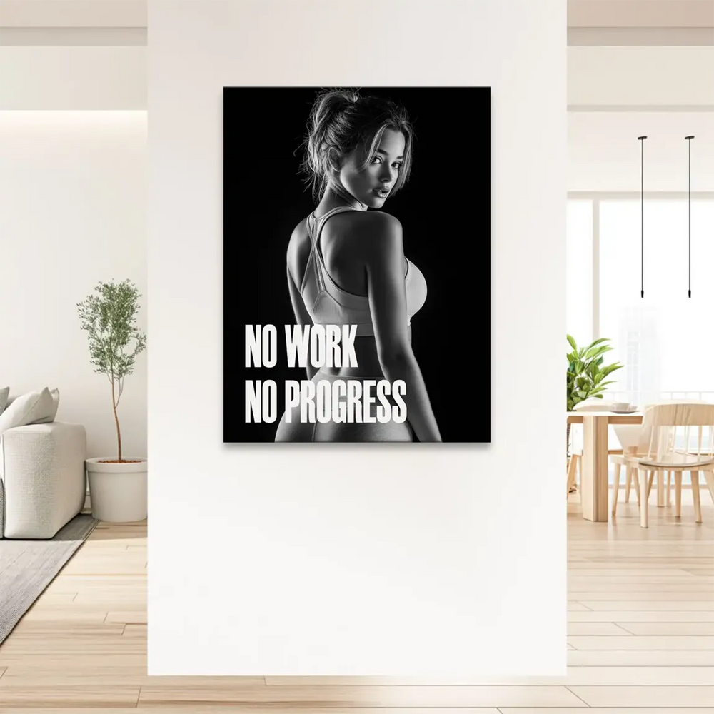 Progress Training Canvas Print - Black & White Motivational Wall Art - Image 4