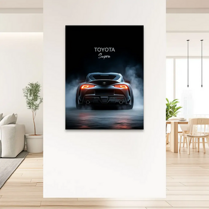 Industrial modern car art print of Toyota Supra for living room or office