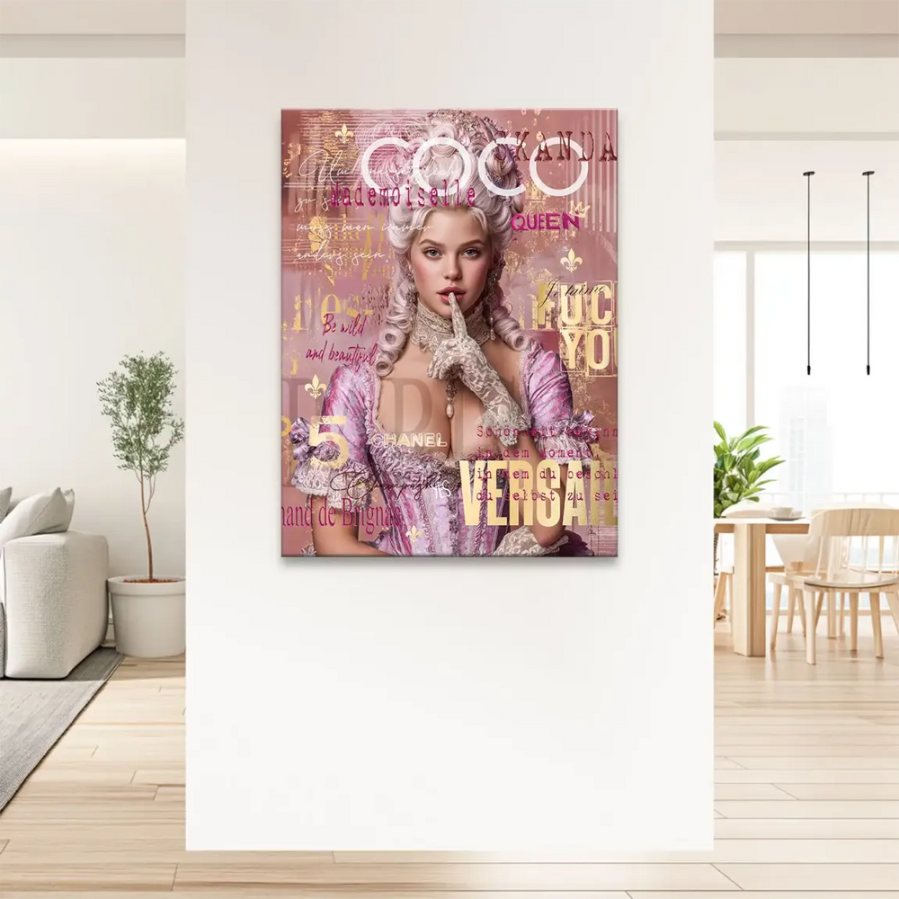 Chanel and Coco-inspired text elements integrated into Pop Art artwork