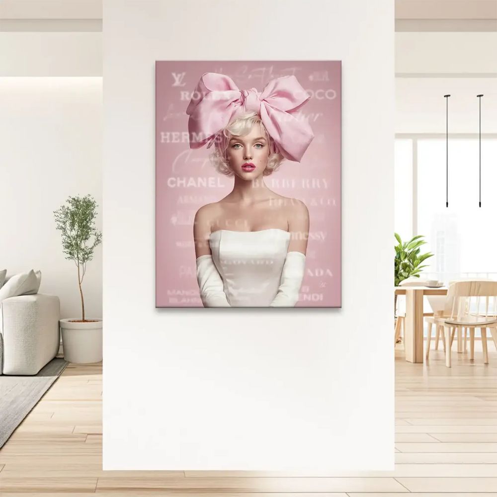 Feminine wall art blending vintage Hollywood glamour with modern pop art