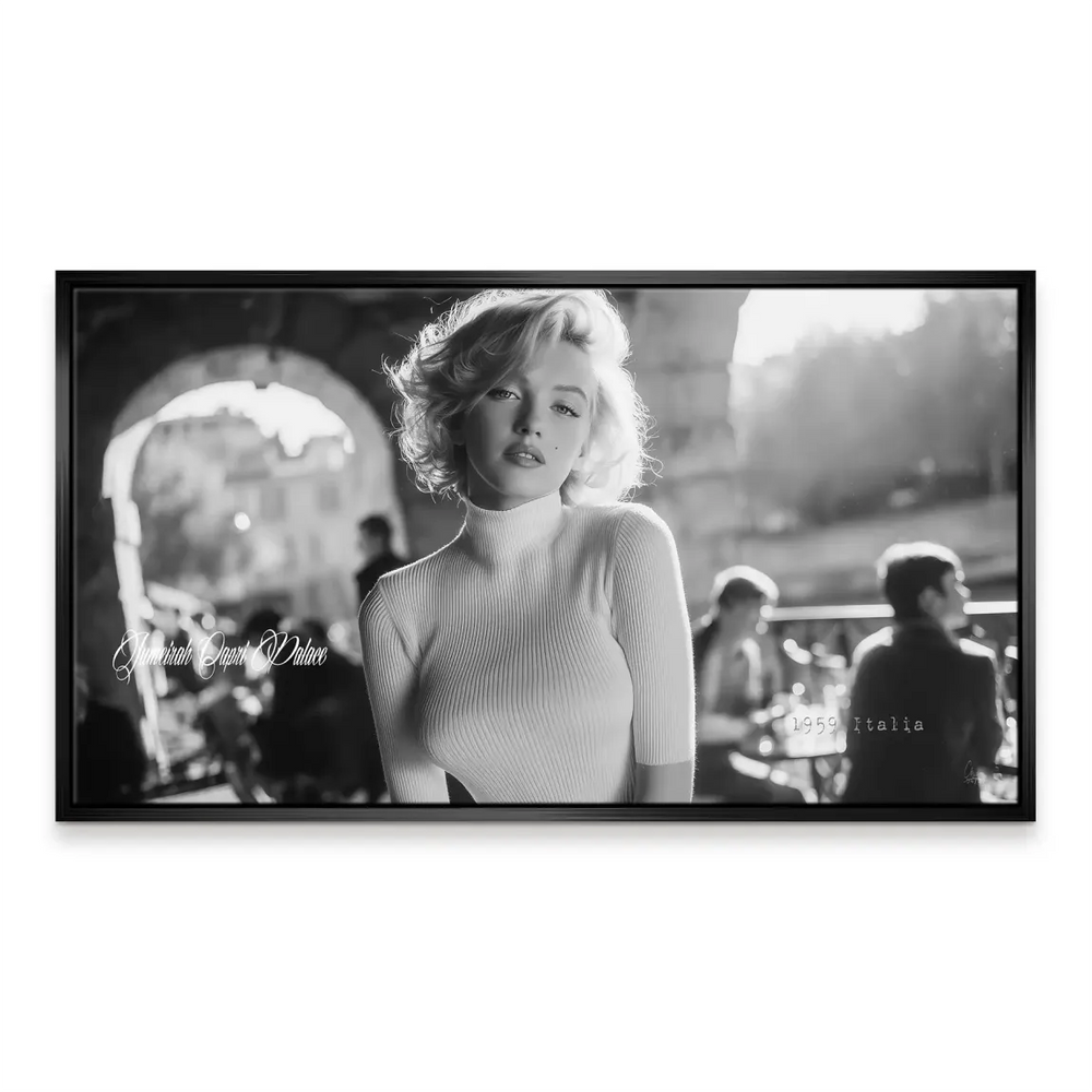 Marilyn Monroe Italy Canvas Picture – Classic Black & White Wall Art - Image 6