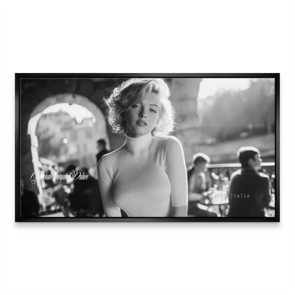 Marilyn Monroe Italy Canvas Picture – Classic Black & White Wall Art - Image 6