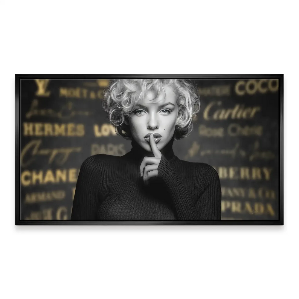 Close look at the canvas texture and high-quality print in a dramatic black-and-white palette.