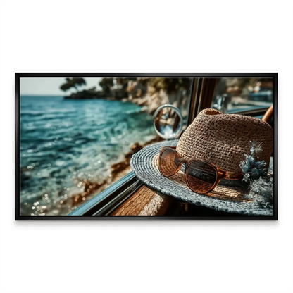 Bohemian coastal decor canvas art with warm browns and blues