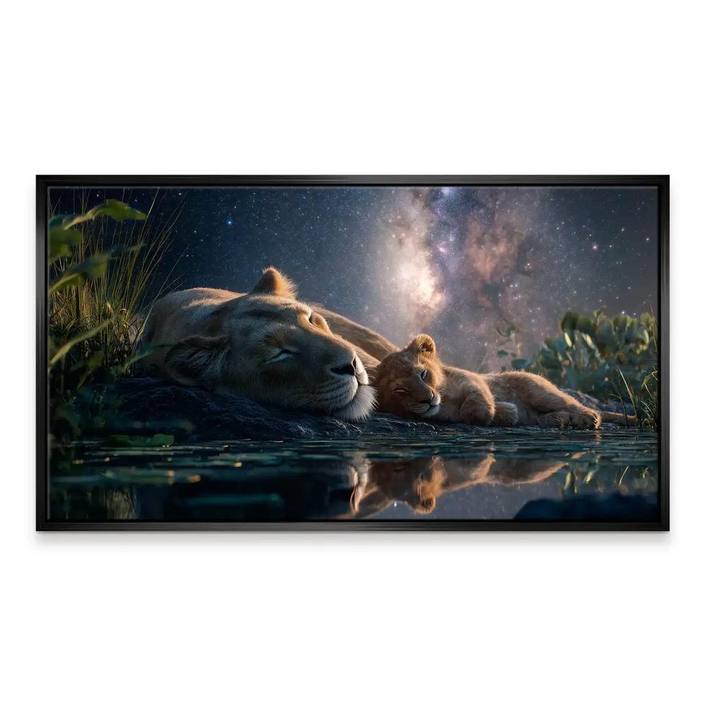 Contemporary wall art blending nature and cosmic elements in tranquil tones.