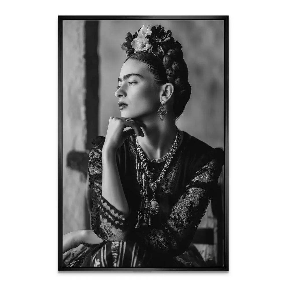 Frida's Longing: Black & White Frida Kahlo-Inspired Wall Art - Image 7