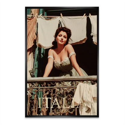 Beautiful Woman on a Rustic Balcony Canvas Wall Art - Image 6