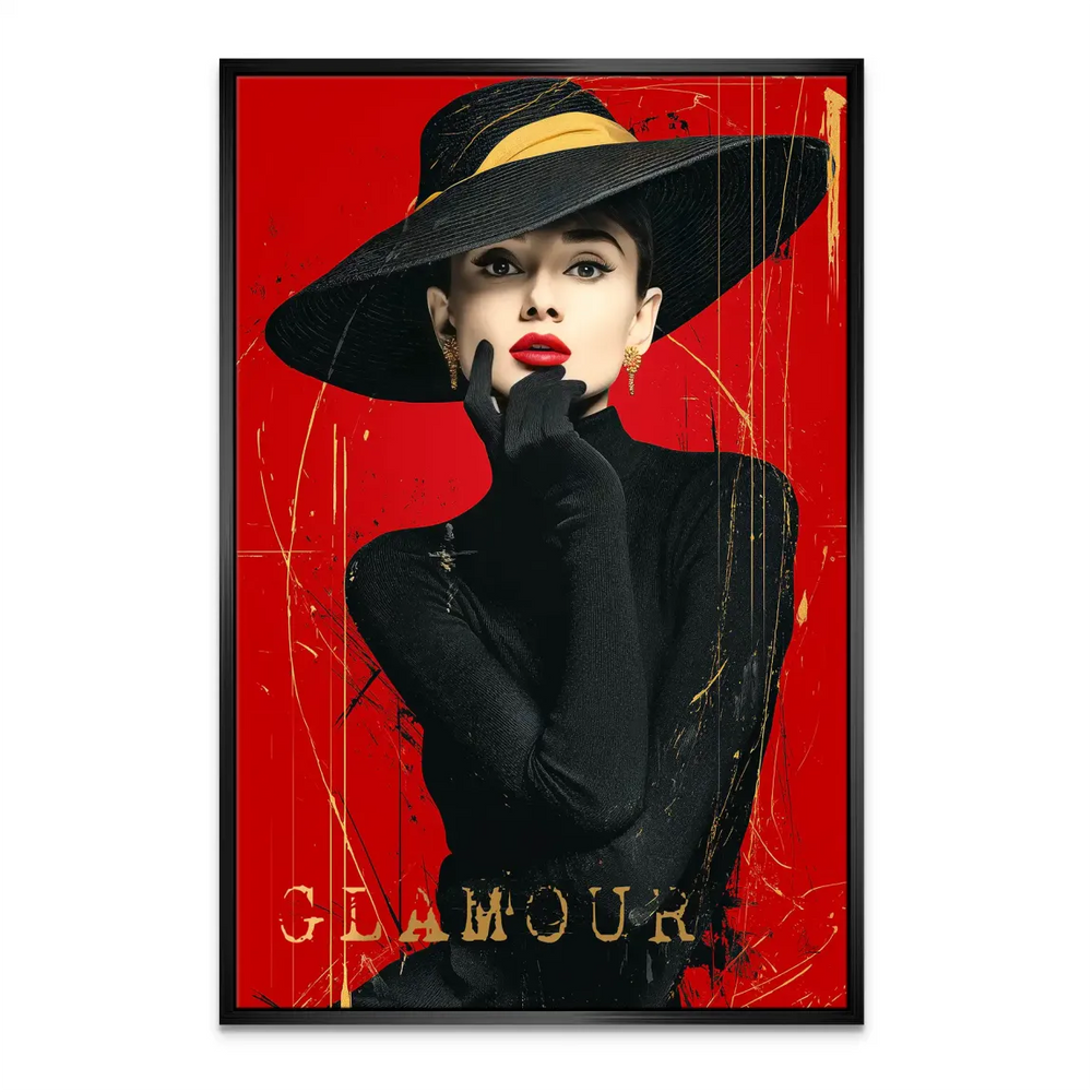 Elegant pose and expressive gaze in chic fashion wall decor