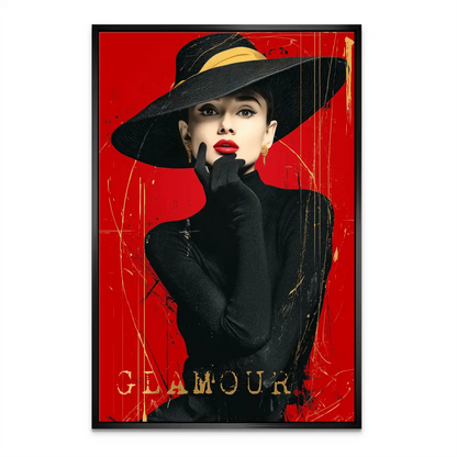 Elegant pose and expressive gaze in chic fashion wall decor