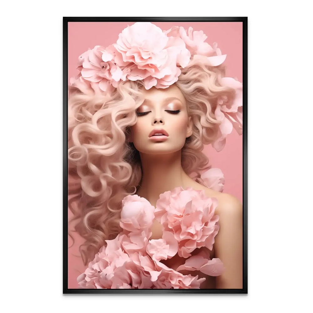 Monochromatic pink wall art ideal for glam living spaces.