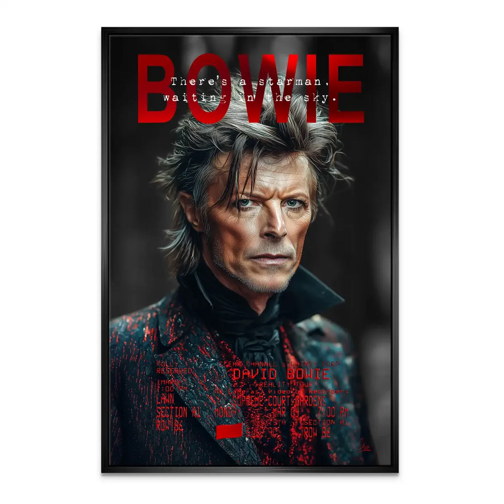 Rock nostalgia artwork of David Bowie for living room or office