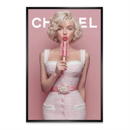 Vintage Hollywood glamour vibe recreated in soft pink tones on canvas
