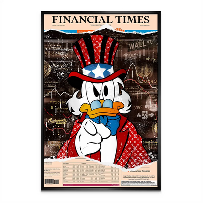 Colorful canvas print ideal for living rooms or game rooms, inspired by finance and luxury aesthetics.