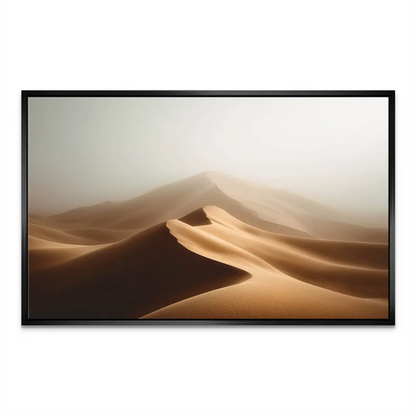 Serene desert vista on canvas with soft grey-green horizon mist