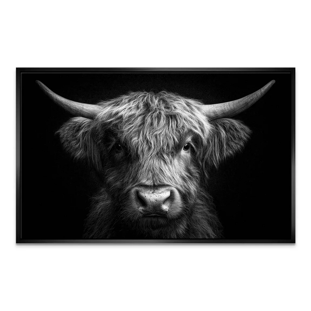 Noble Highland Cow Canvas Art - Black & White Wall Decor - Image 7