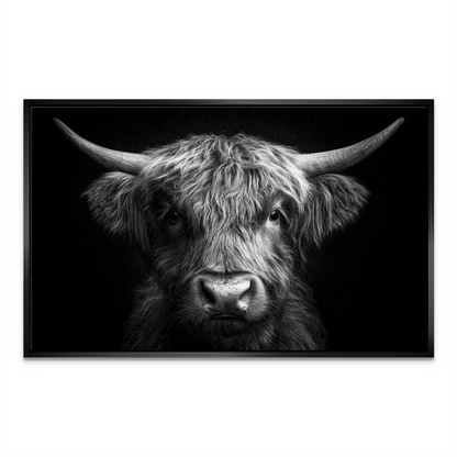 Noble Highland Cow Canvas Art - Black & White Wall Decor - Image 7
