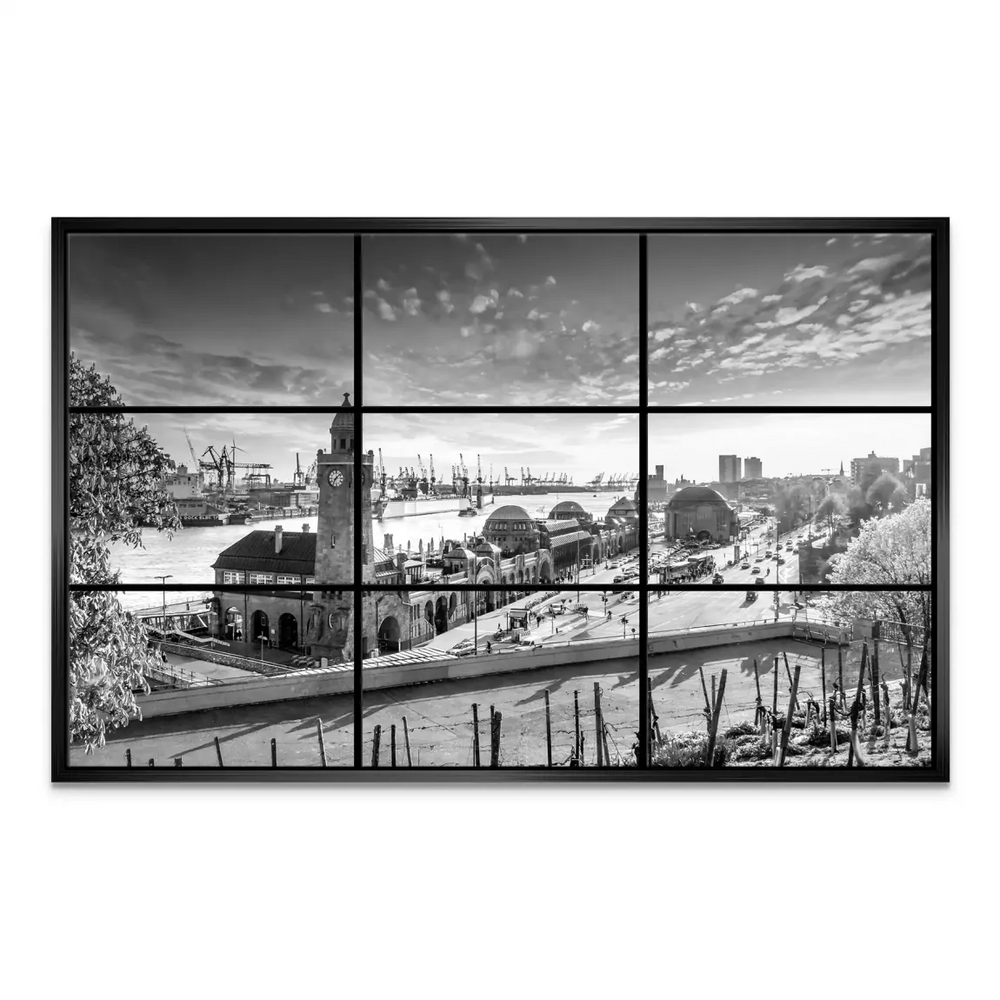 Classic black and white photo-inspired cityscape