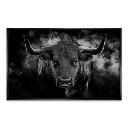 Contemporary wildlife wall art featuring a bold bull