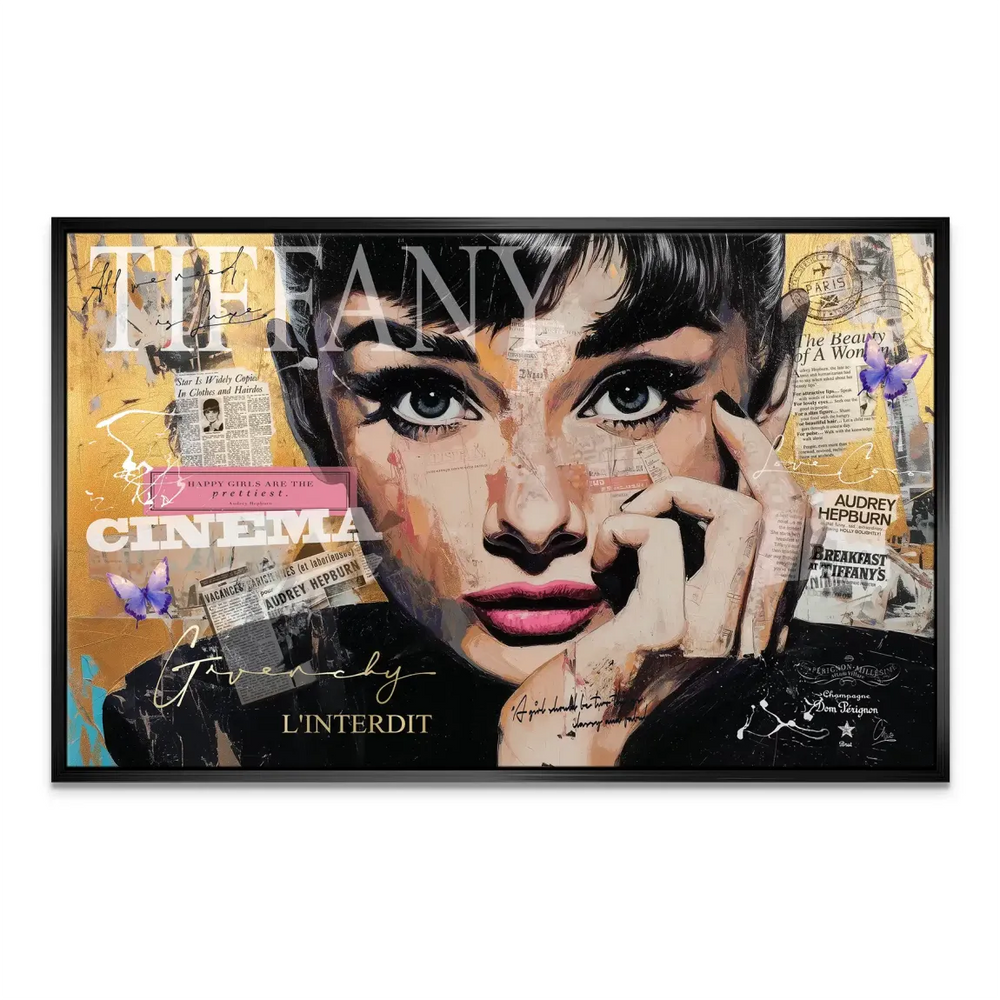 Overall composition showing Hollywood glamour fused with contemporary graffiti style on canvas.