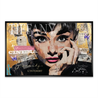 Overall composition showing Hollywood glamour fused with contemporary graffiti style on canvas.