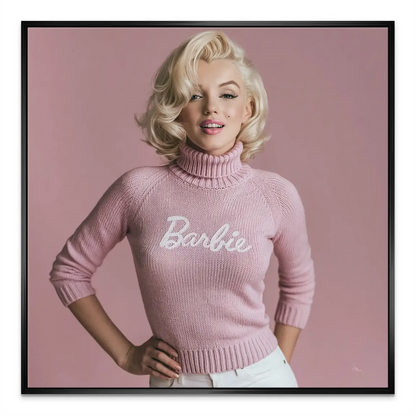 Modern pop art canvas print of Marilyn Monroe Barbie smiling portrait