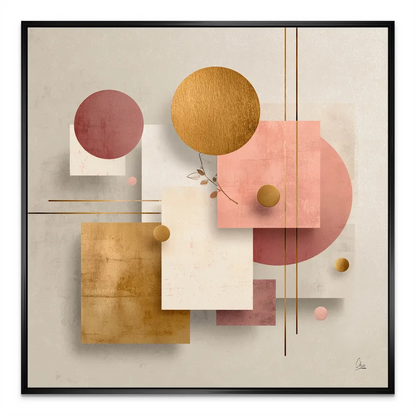 Balanced, asymmetrical design with gentle shadow depth in a contemporary palette.