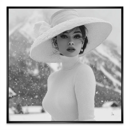 Minimalist composition featuring crisp whites and muted greys in a snowy scene.