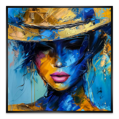Contemporary wall art featuring a serene, introspective female figure