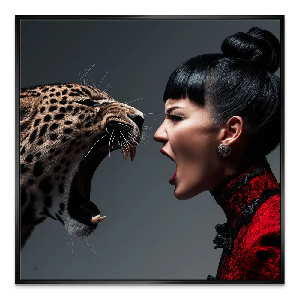 Untamed energy and defiant spirit in a fashionable wall art piece.