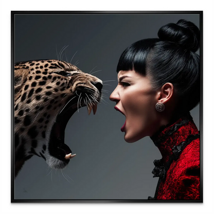 Untamed energy and defiant spirit in a fashionable wall art piece.