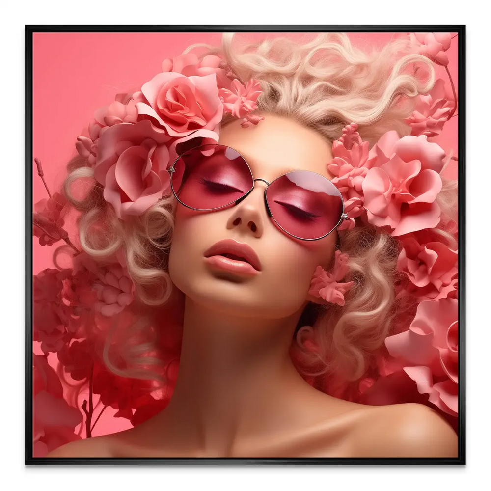 Dreamlike floral bouquet framing a contemporary portrait