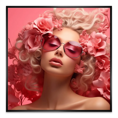 Dreamlike floral bouquet framing a contemporary portrait