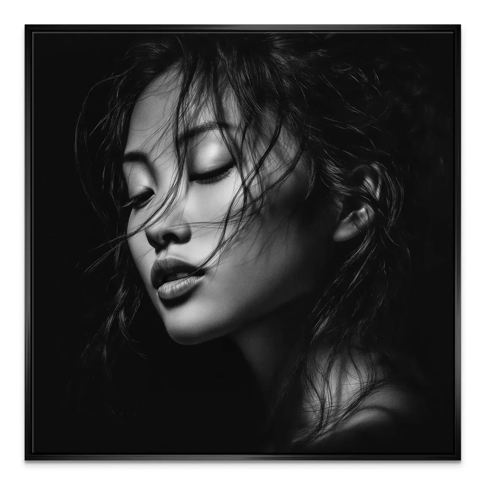 Elegant noir portrait ideal for living room, bedroom, or office decor.