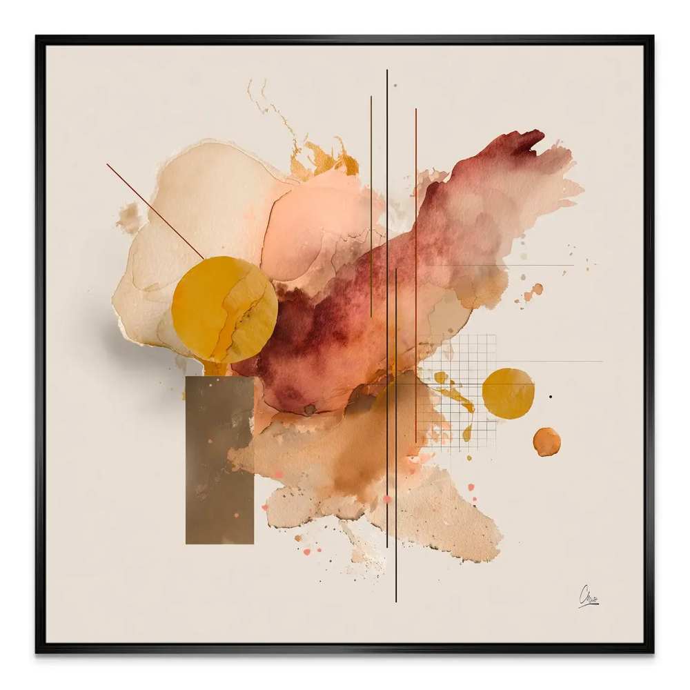 Solid circular shapes and a balanced composition in Amber Flow Canvas Picture.