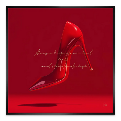 Luxurious red heel artwork with bold color palette and chic vibe