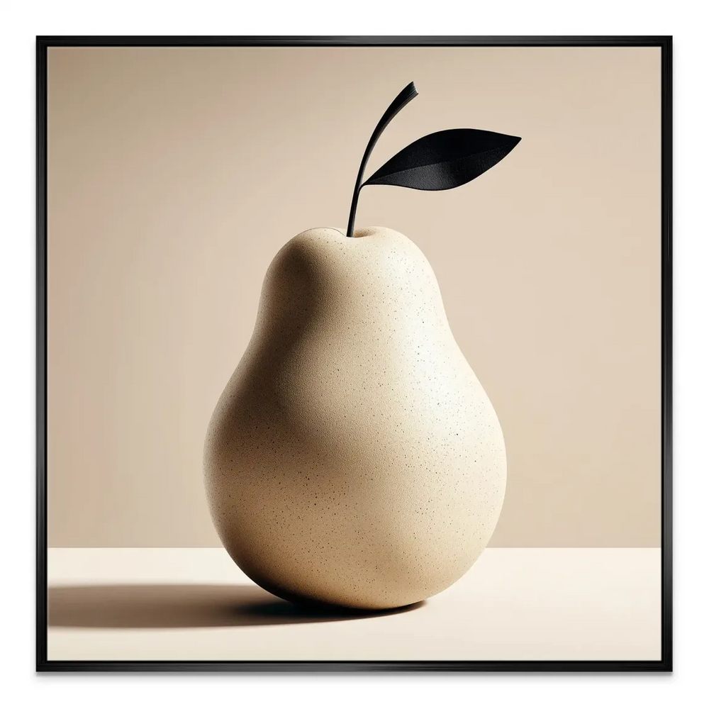 Sleek pear-on-canvas wall decor for Scandinavian style interiors.